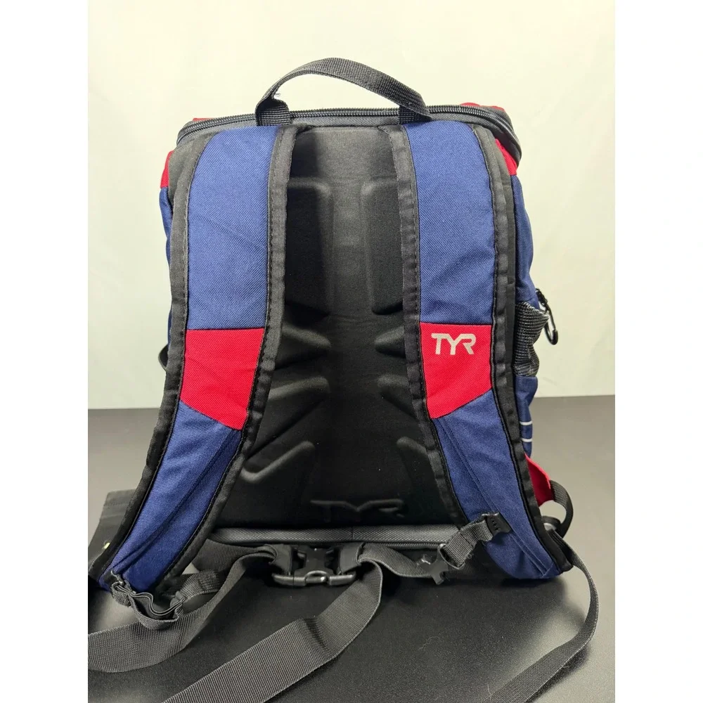 TYR Alliance 45L Swim Backpack Navy Red Team Training Gear Bag